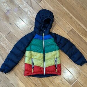 LL BEAN ultralight 650 down jacket. Rainbow. Loved but in good con’d. 5-6 kids.